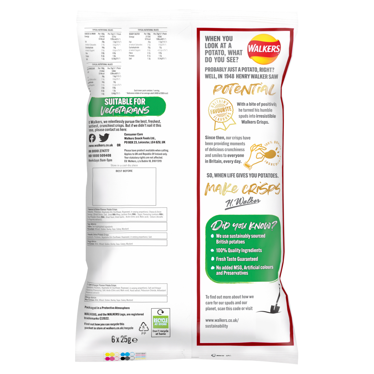 Walkers Classic Variety Multipack Crisps 6x25g