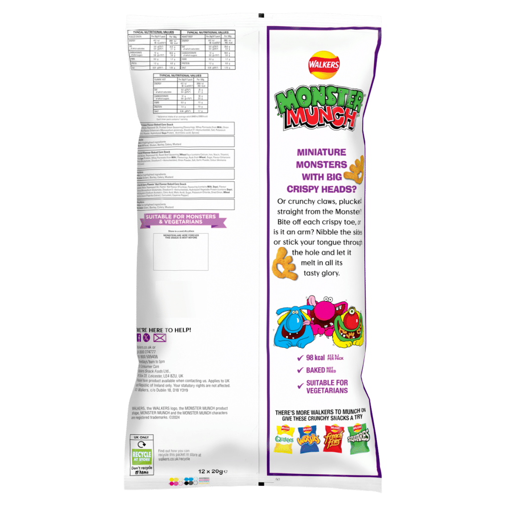 Walkers Monster Munch Flavour Baked Corn Snack 12 x 20g