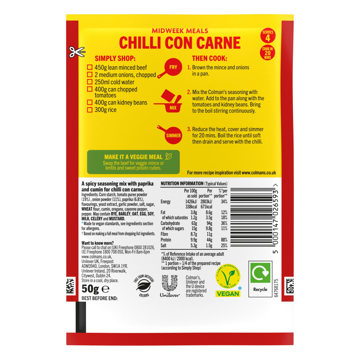Colman’s Midweek Meals Chilli Con Carne Meal Maker 50 g
