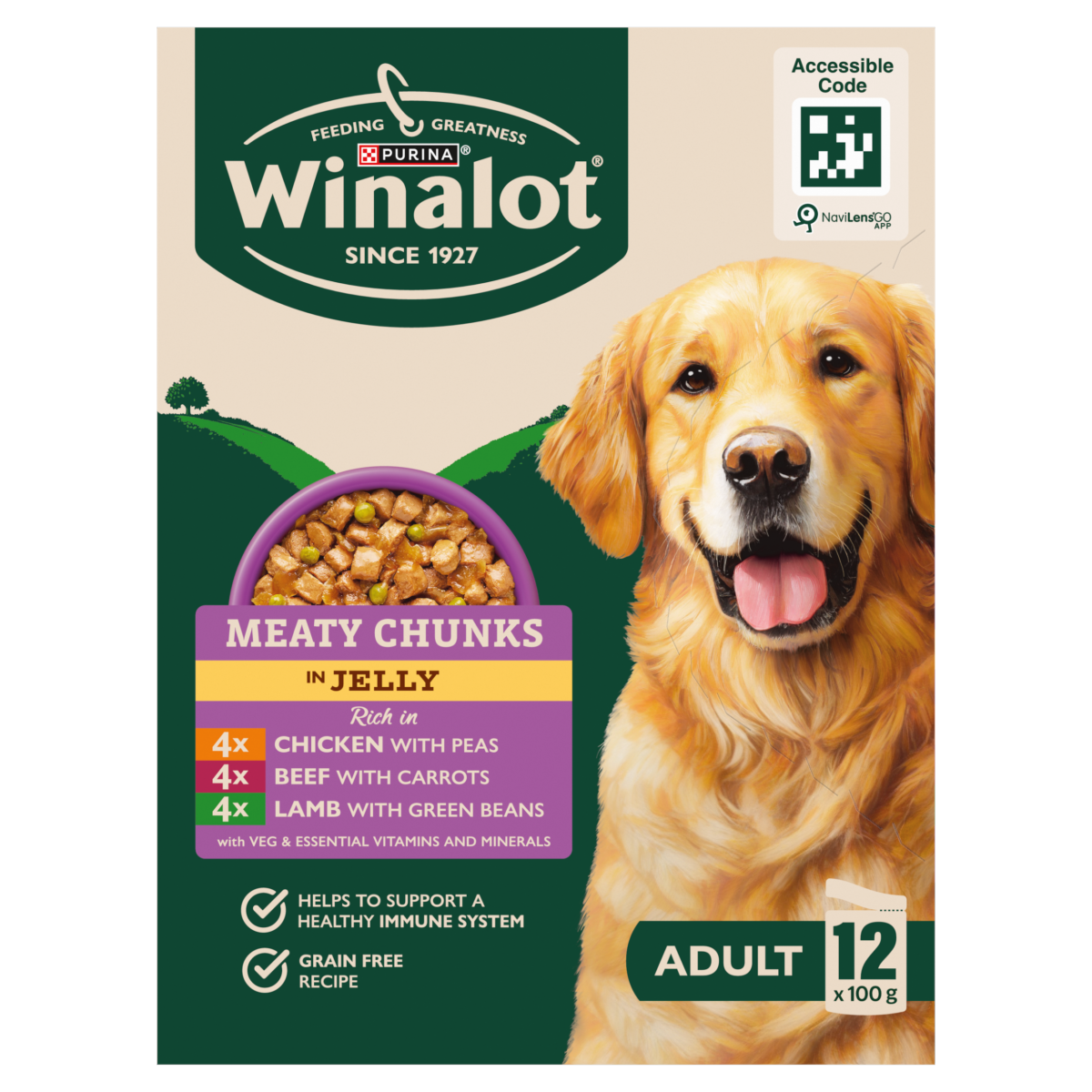 WINALOT Meaty Chunks Mixed in Jelly Wet Dog Food 12x100g