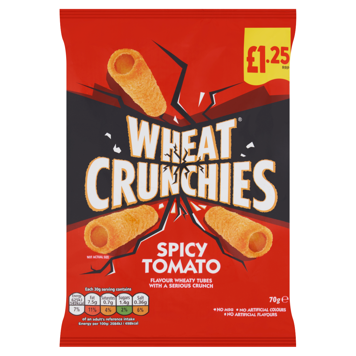Wheat Crunchies Spicy Tomato Flavour Wheaty Tubes with a Serious Crunch 70g