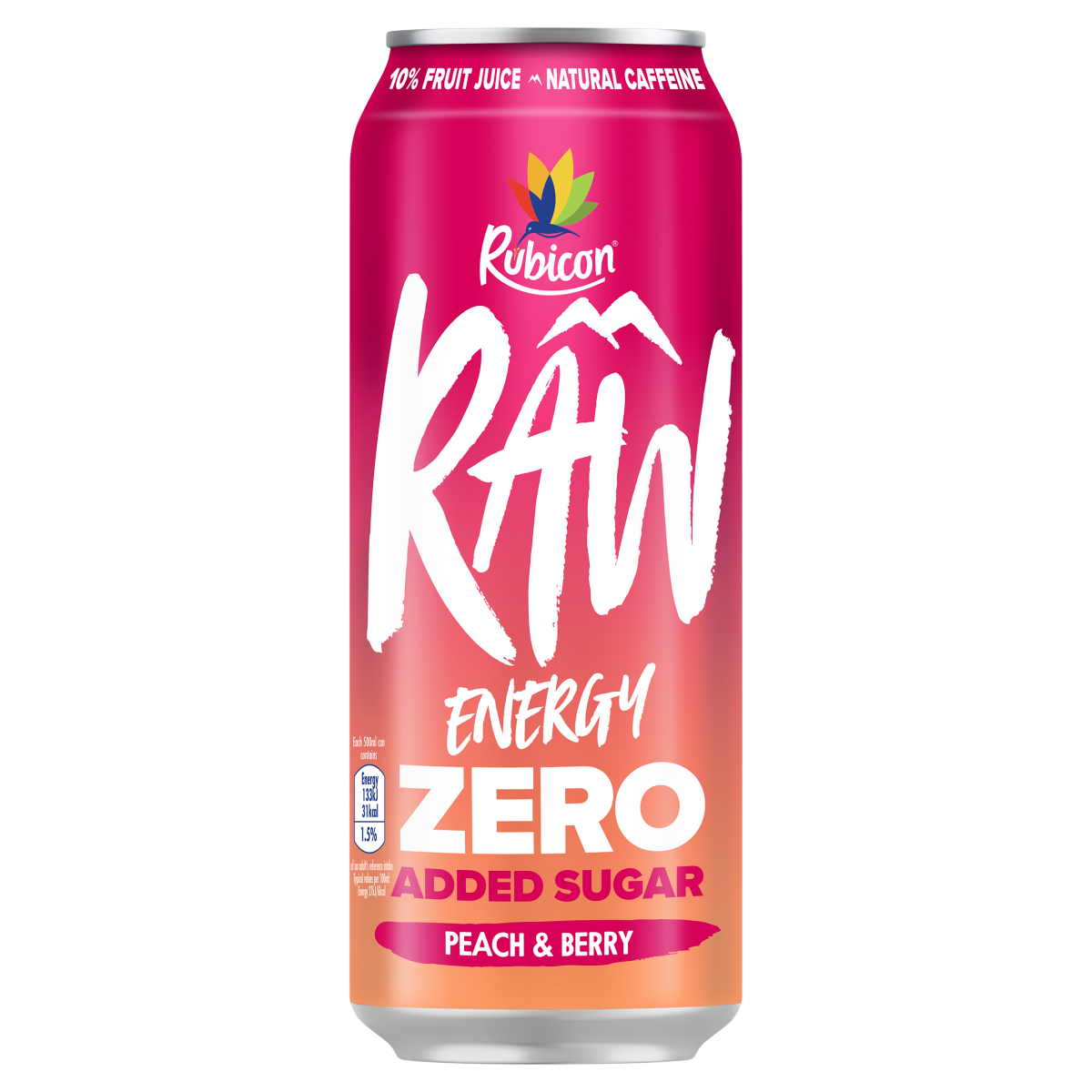 Rubicon Raw Energy Peach & Berry 500ml