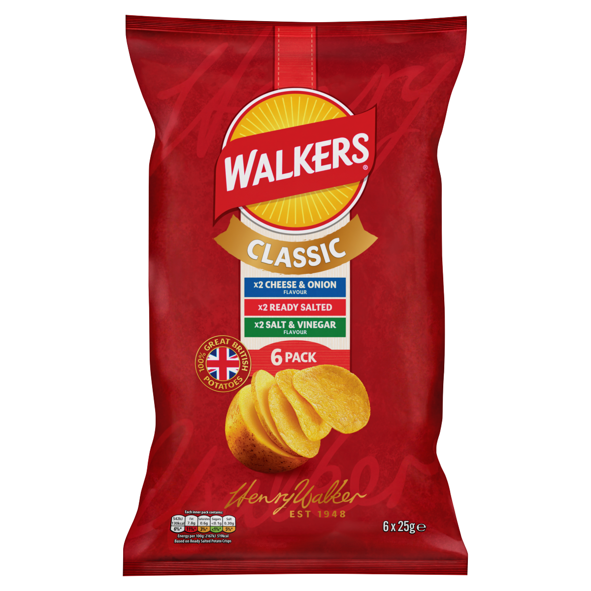Walkers Classic Pack 6 x 25g