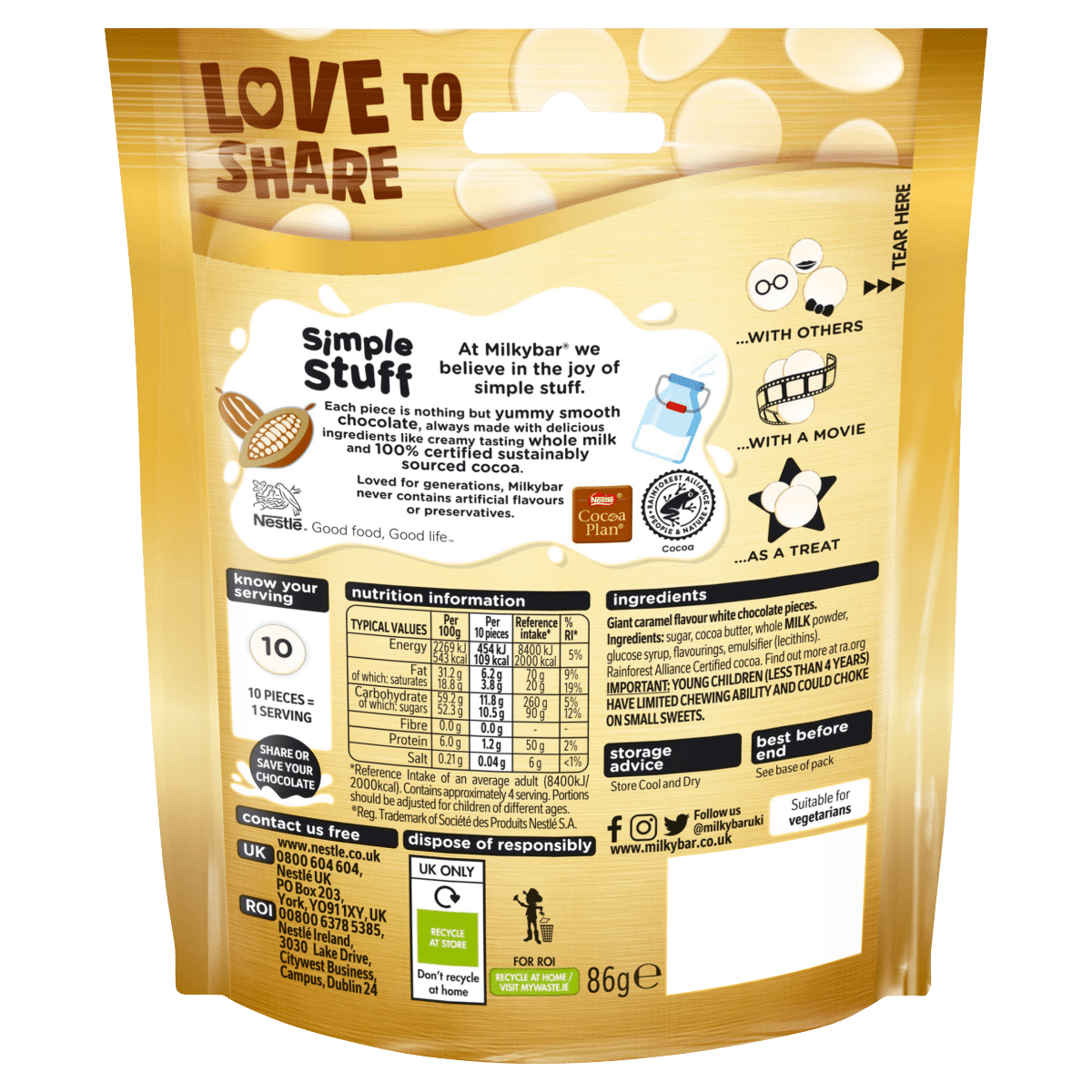 Milkybar Gold Caramel Flavour White Chocolate 86g