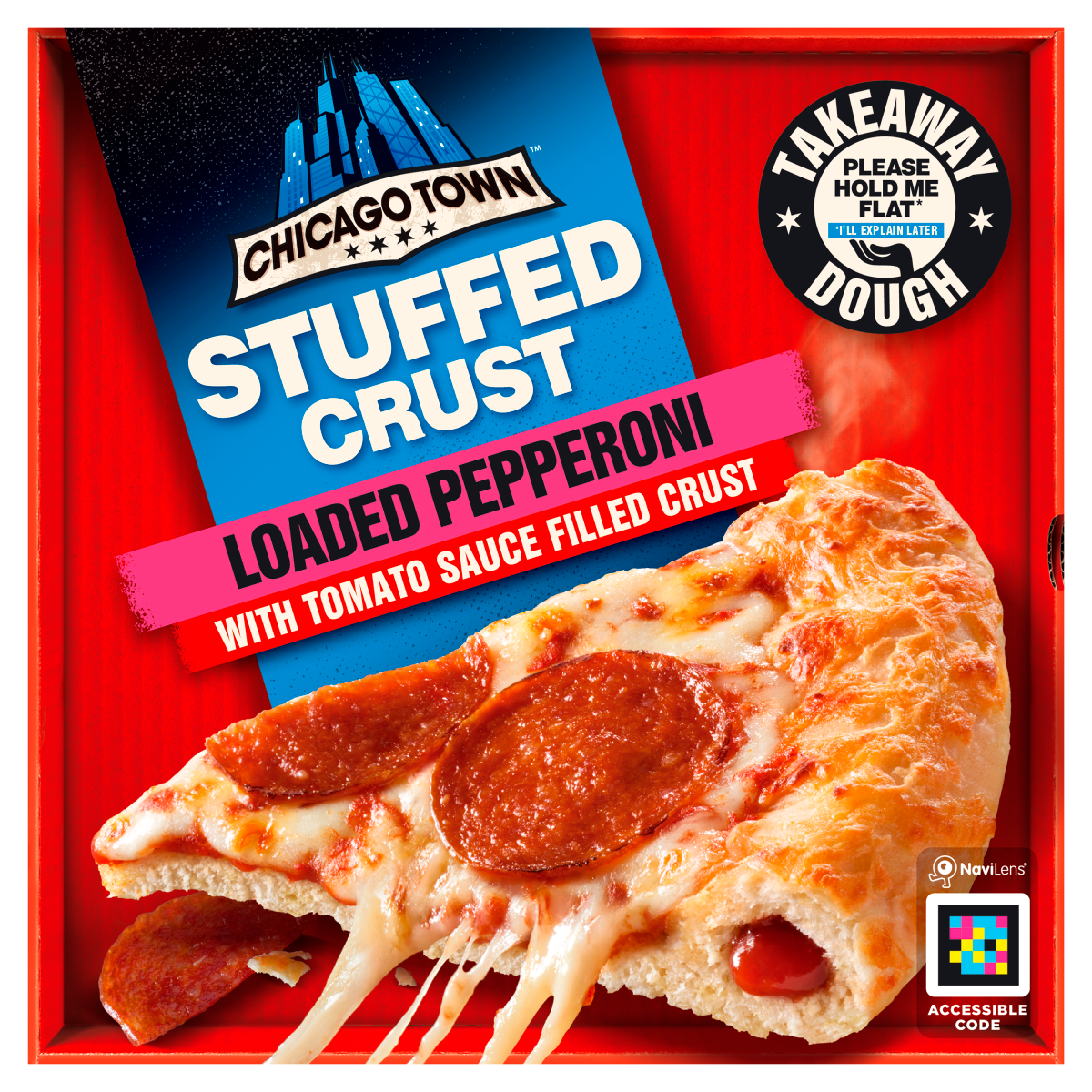 Chicago Town Stuffed Crust Loaded Pepperoni with Tomato Sauce Filled Crust Dough Pizza 490g