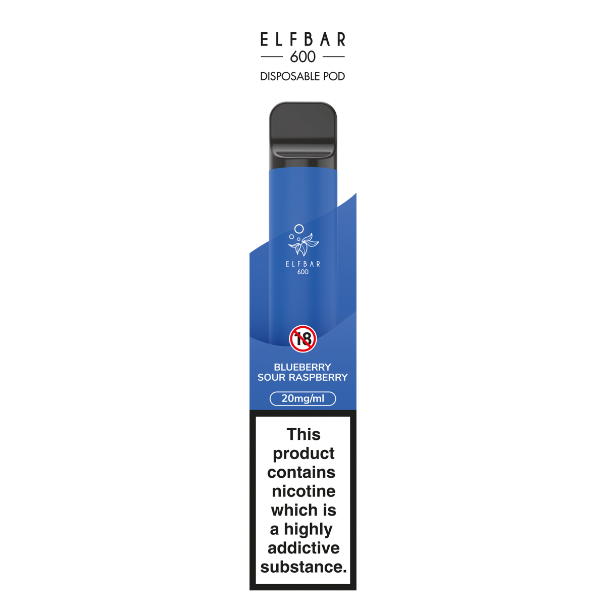 Elfbar 600 Blueberry Sour Raspberry Disposable Pod 20mg/ml