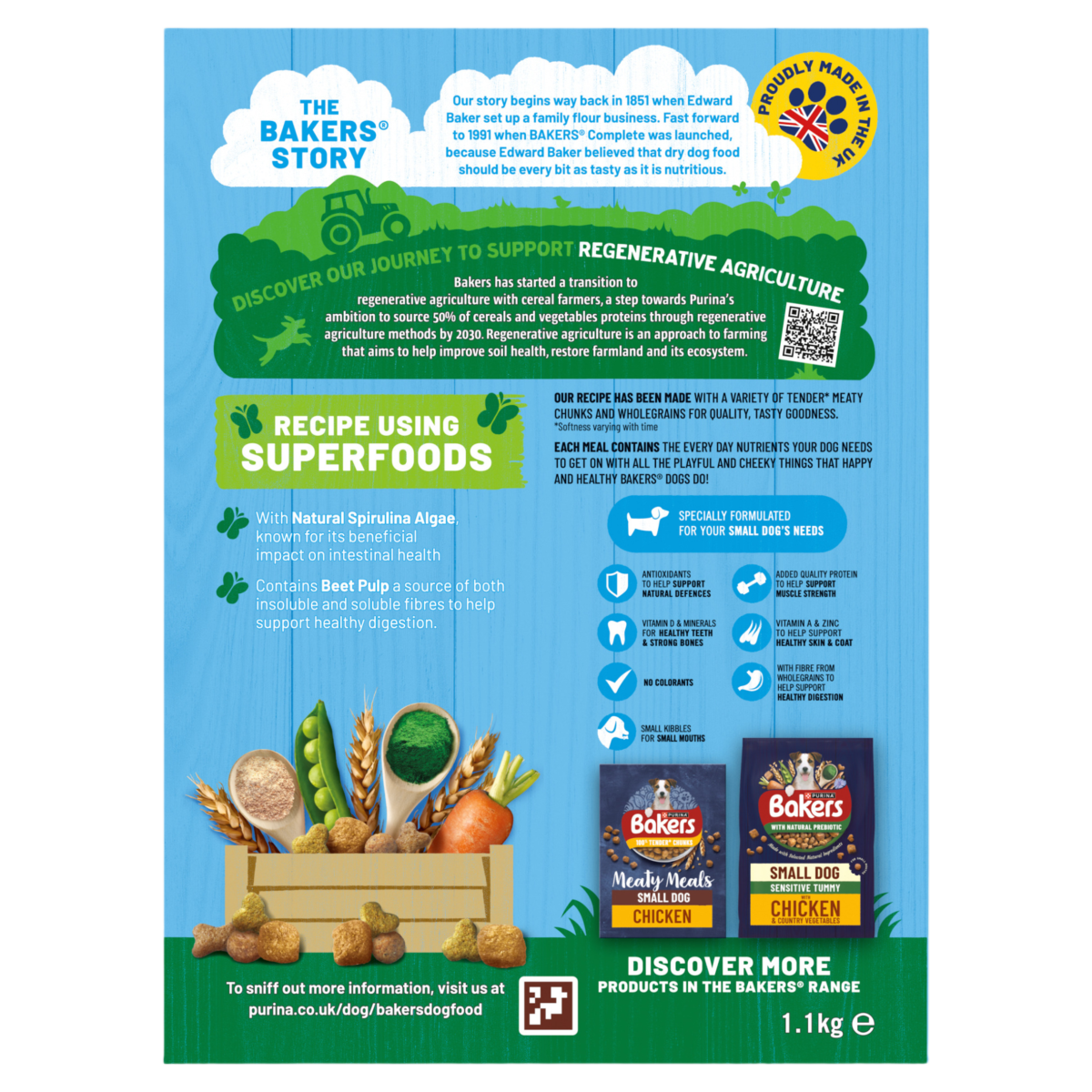 BAKERS Superfoods Small Dog Beef Dry Dog Food 1.1kg