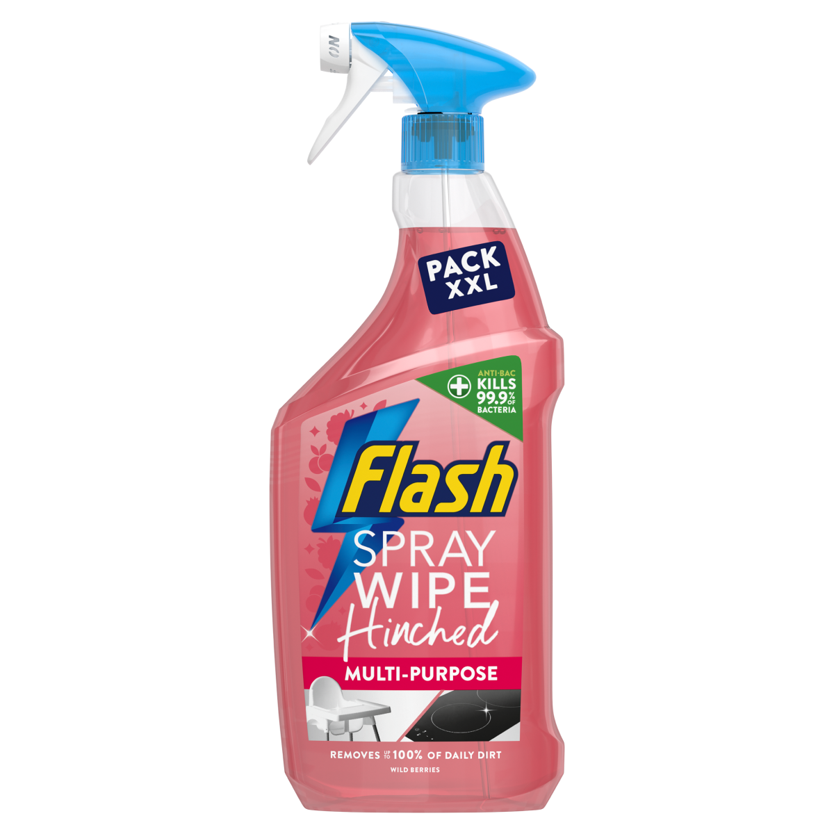Flash Spray Wipe Done Hinched Antibac Wild Berries Cleaning Spray 800ml