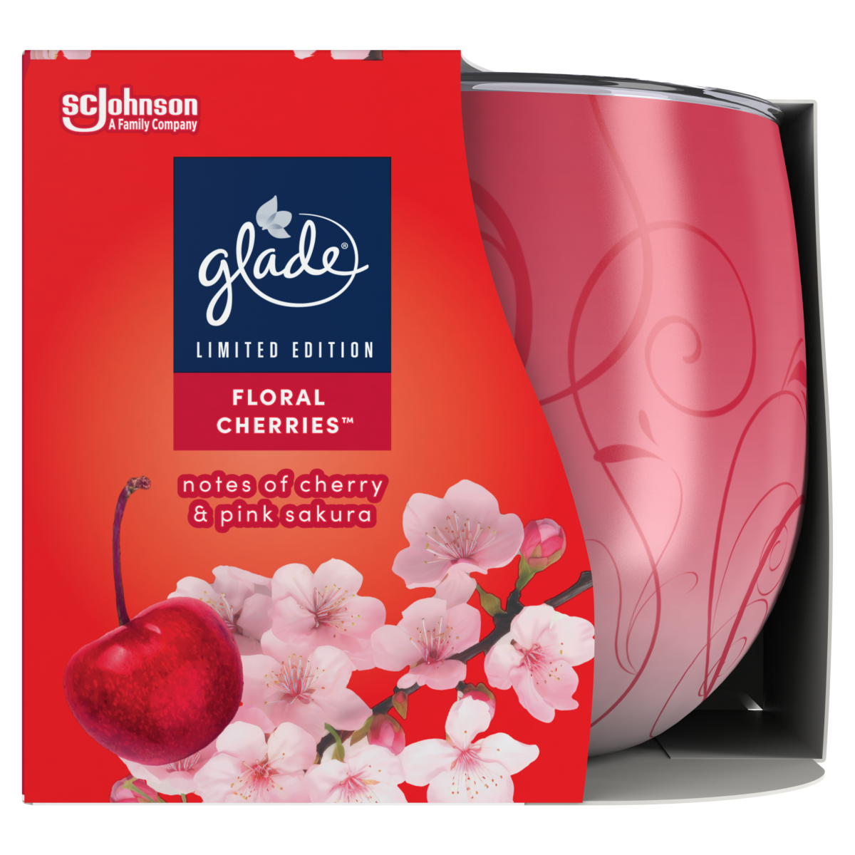 Glade Scented Candle Sleeved Floral Cherries 120g