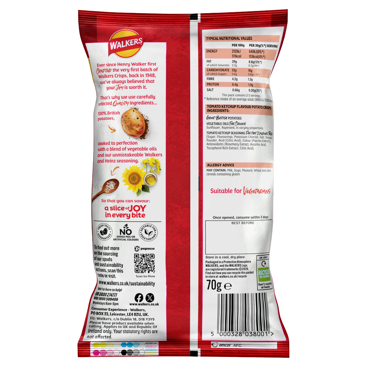 Walkers Heinz Tomato Ketchup Sharing Crisps 70g PMP RRP £1.35