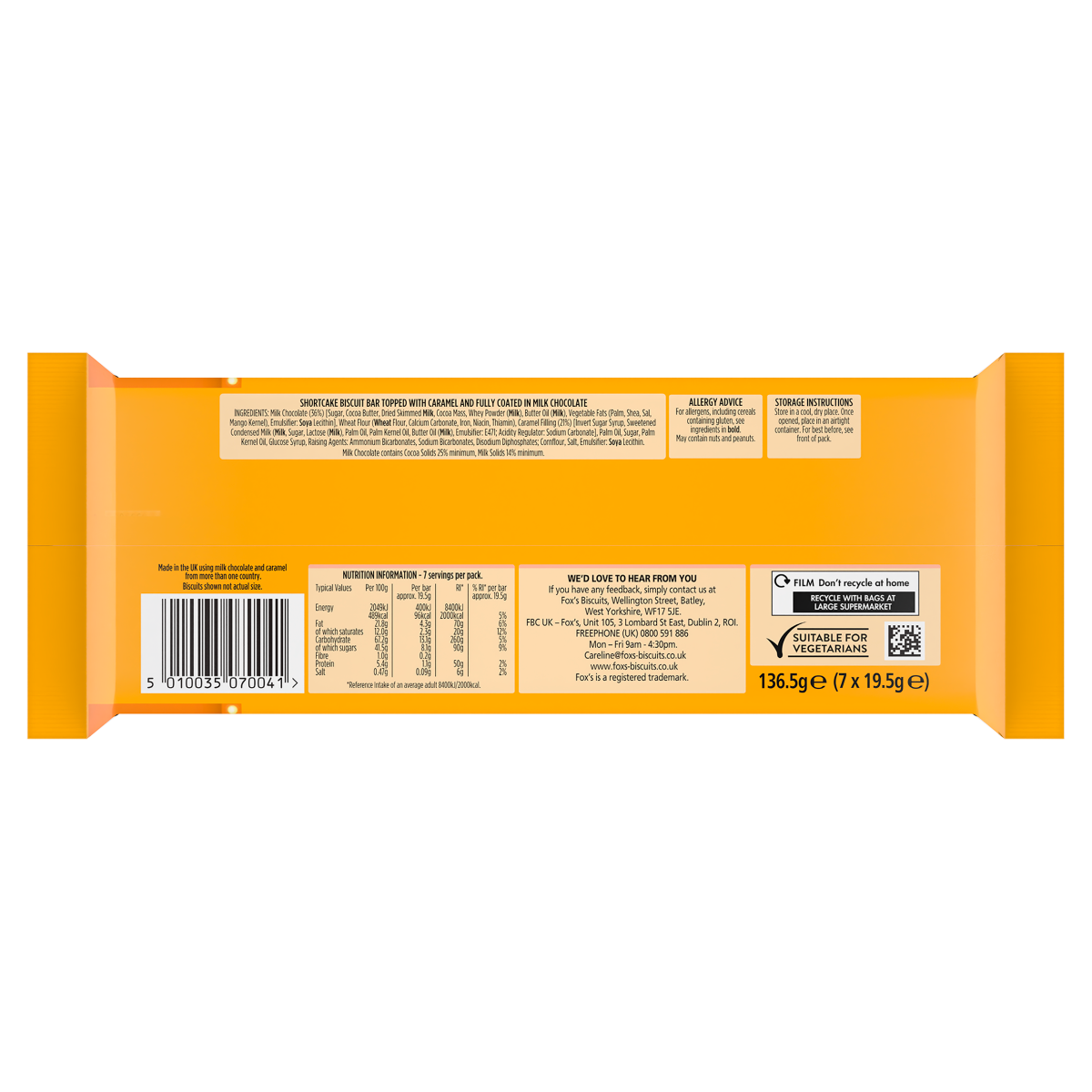 Fox’s Rocky Caramel Bars 7 x 19.5g (136.5g)