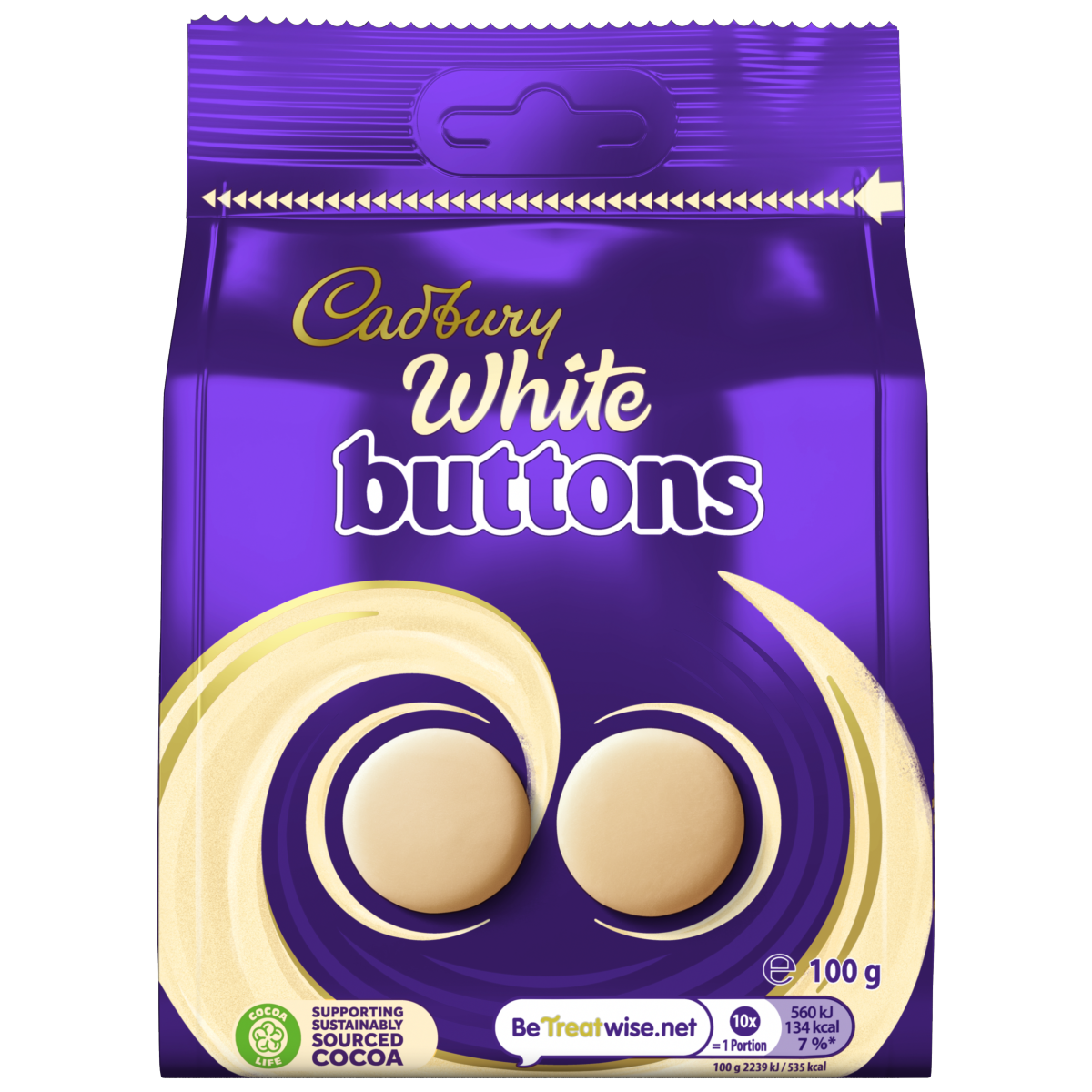 Cadbury White Chocolate Buttons Bag 100g