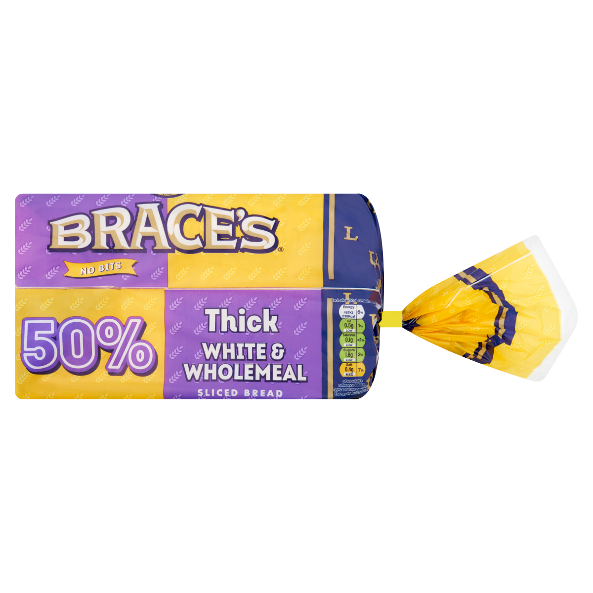 Brace’s 50% Thick White & Wholemeal Sliced Bread 800g