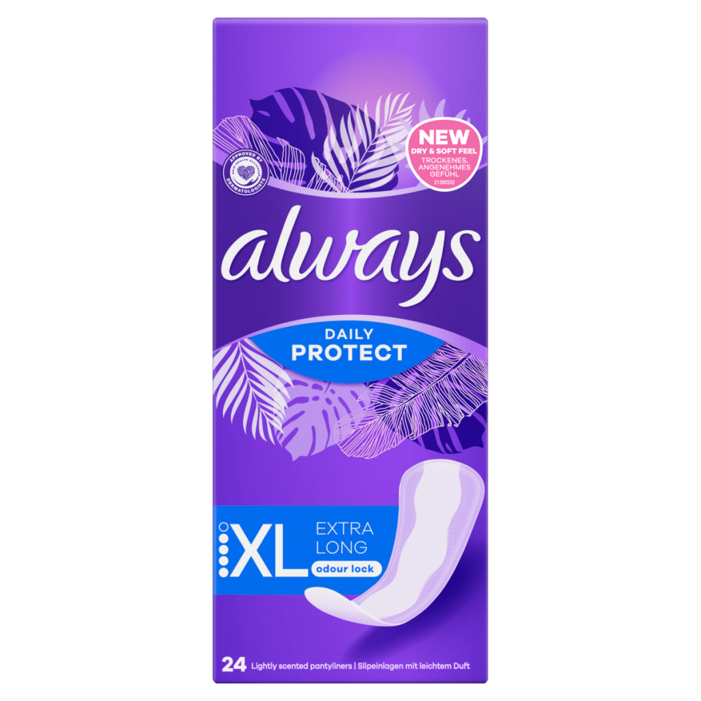 Always Daily Protect Extra Long Panty Liners 24 Liners, Odour Lock