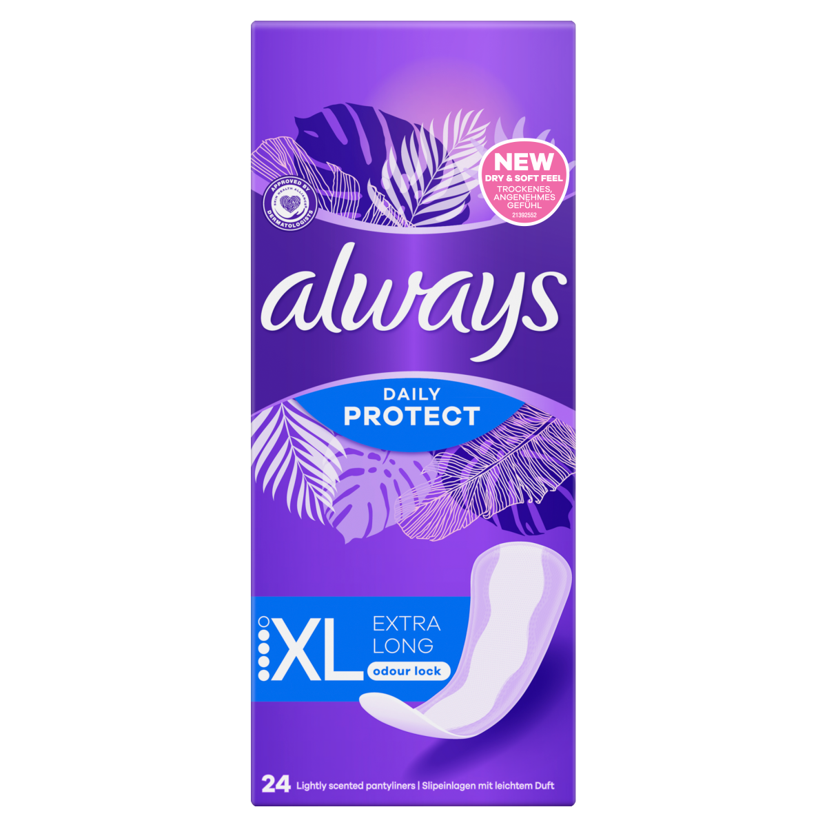 Always Daily Protect Extra Long Panty Liners 24 Liners, Odour Lock