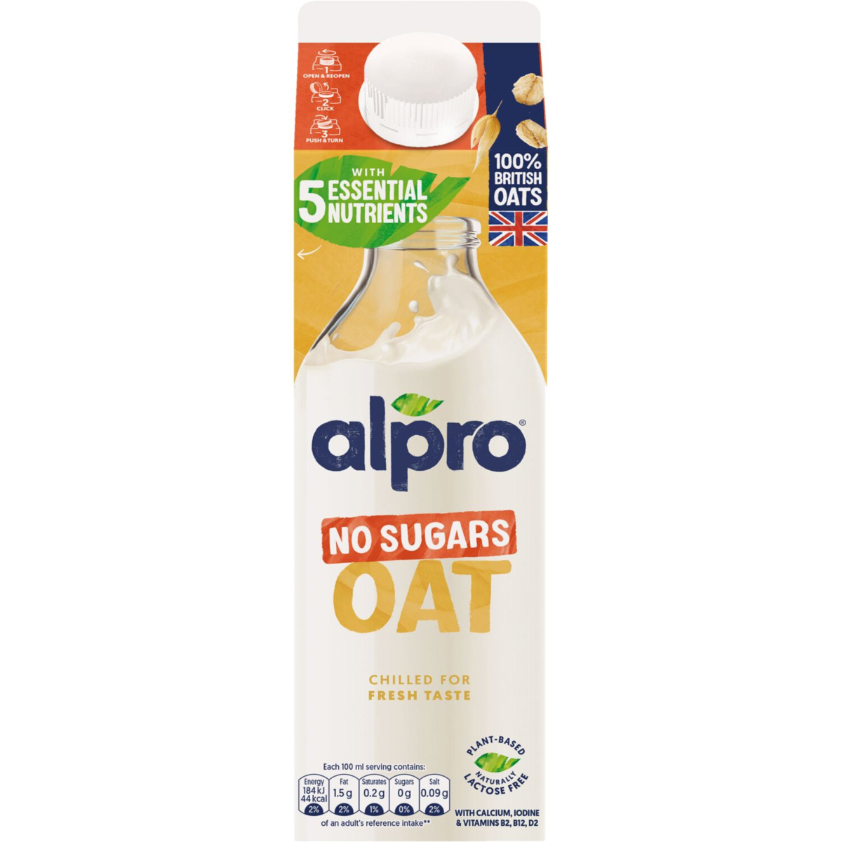 Alpro Oat No Sugar Chilled Dairy Free Drink 1L