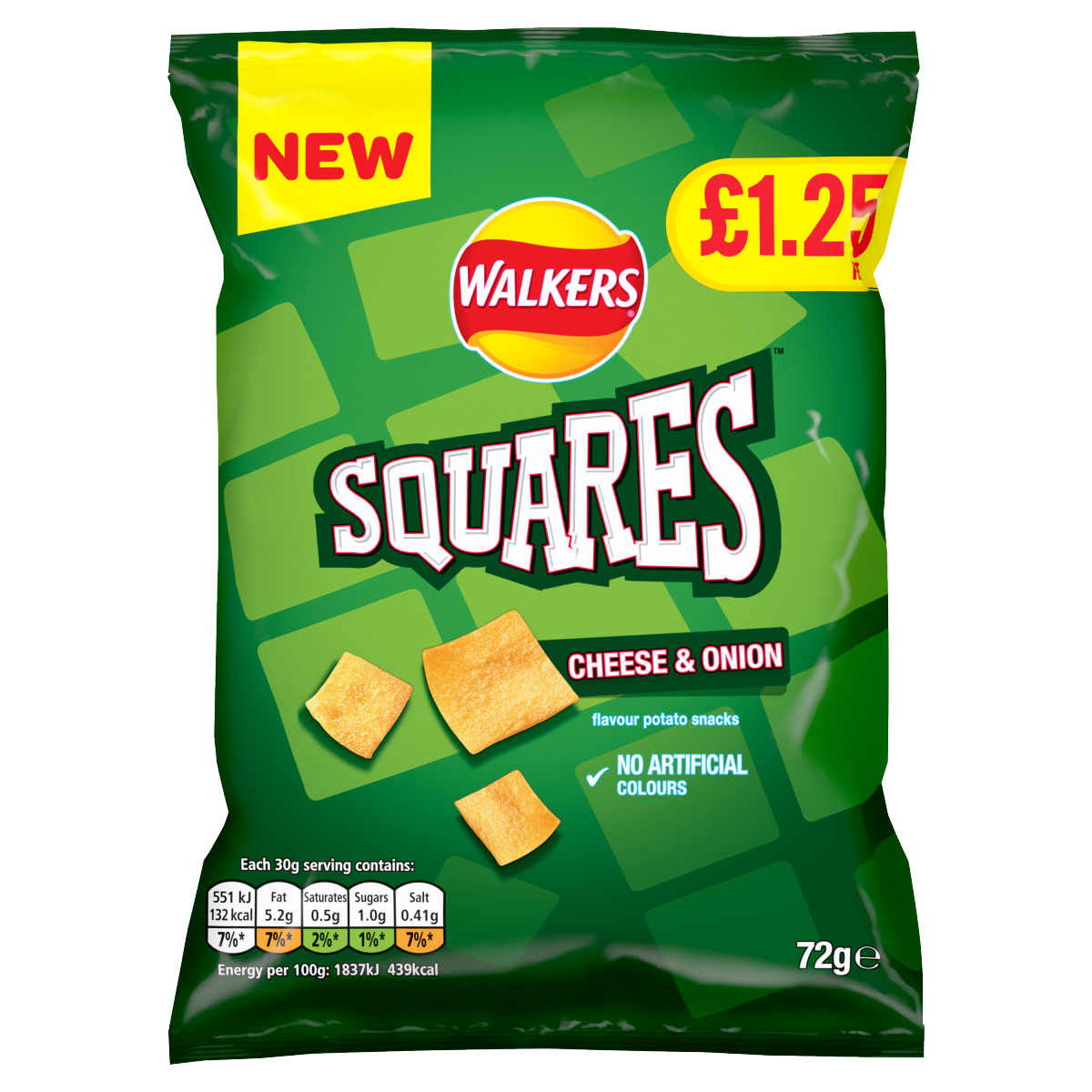 Walkers Squares Cheese and Onion Snacks RRP £1.25 PMP 72g