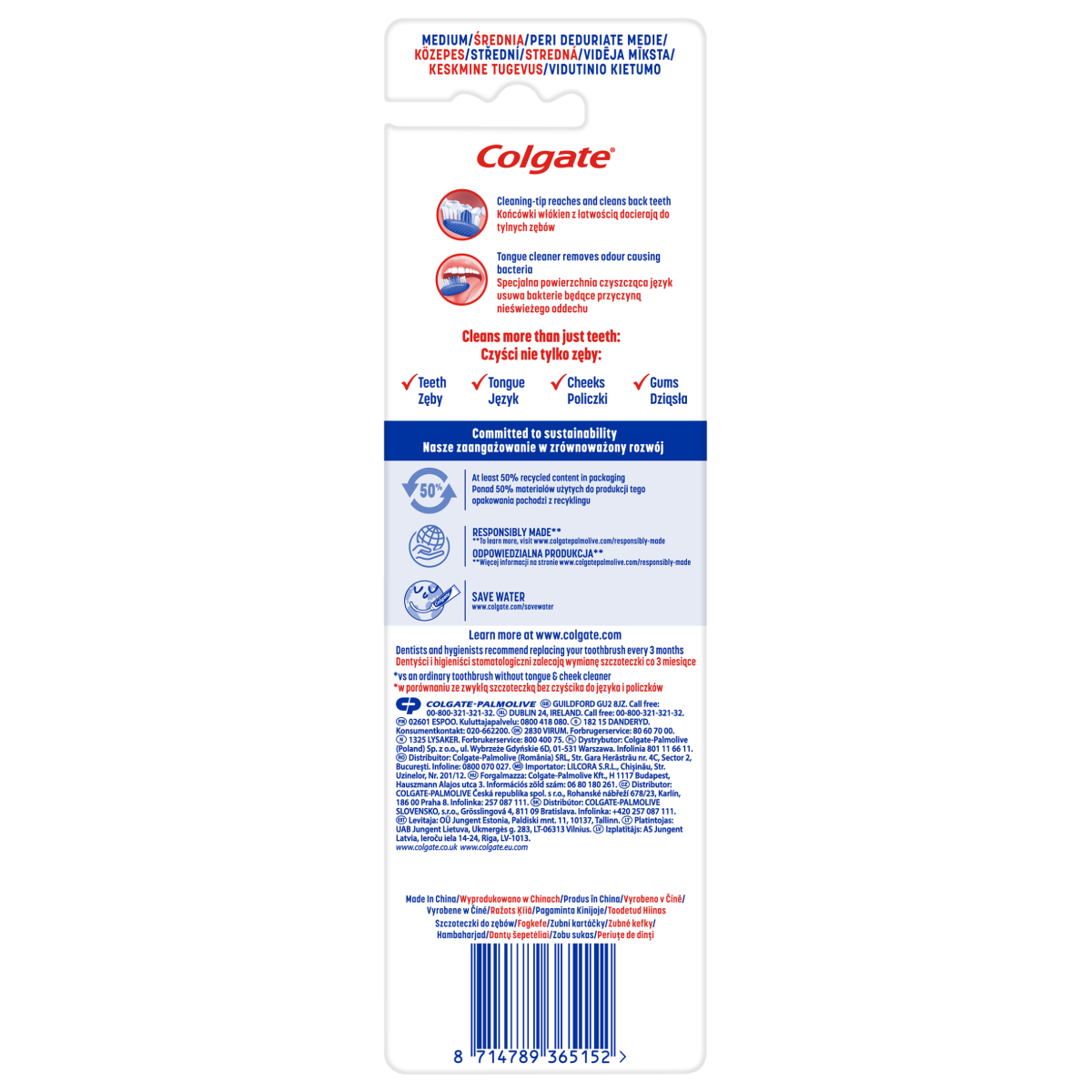 Colgate Extra Clean Medium Manual Toothbrush x3