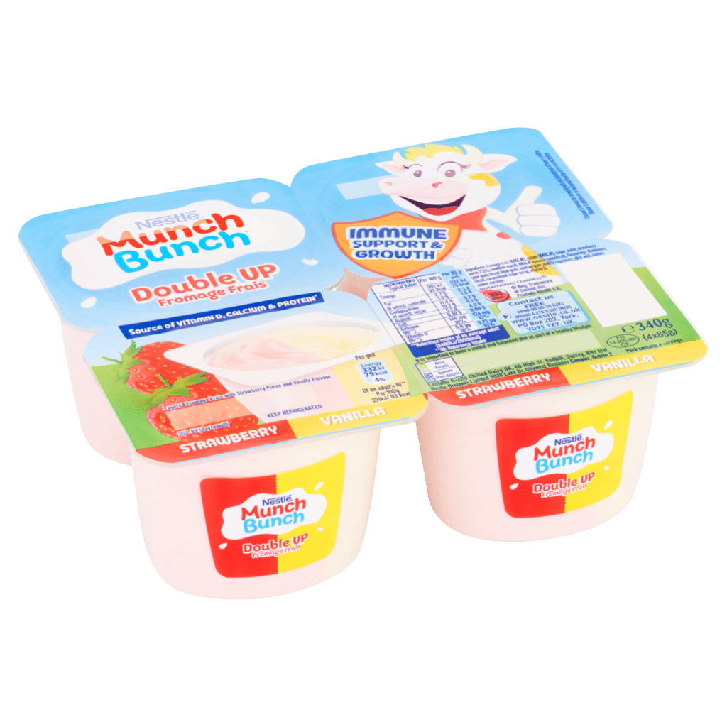 Munch Bunch Double Up Fromage Frais Strawberry Vanilla 4 x 85g (340g)