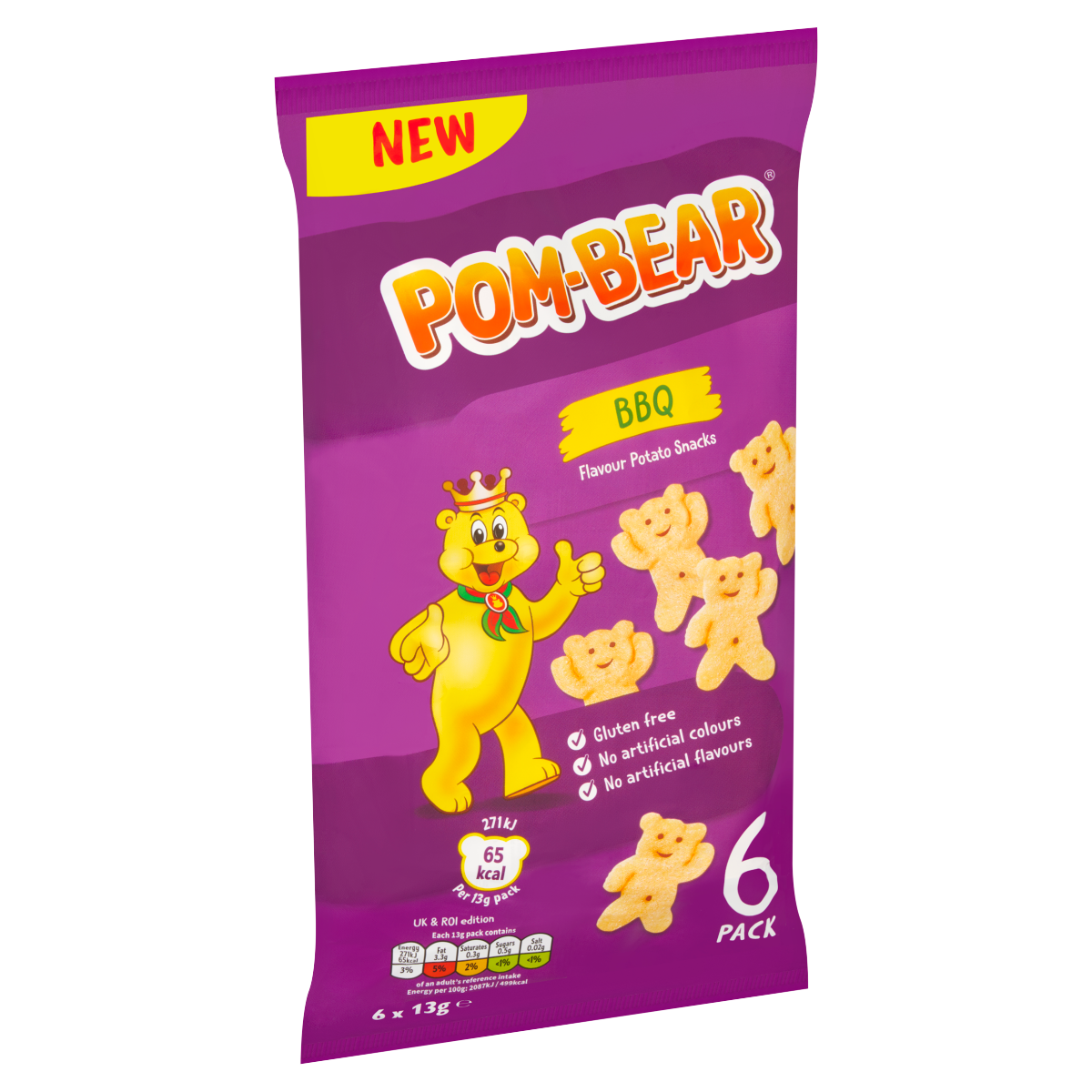 Pom-Bear BBQ Flavour Potato Snacks 6 x 13g