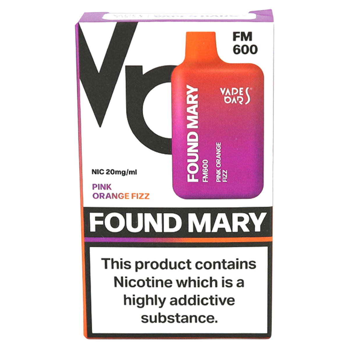 Vapes Bars Found Mary FM600 Pink Orange Fizz