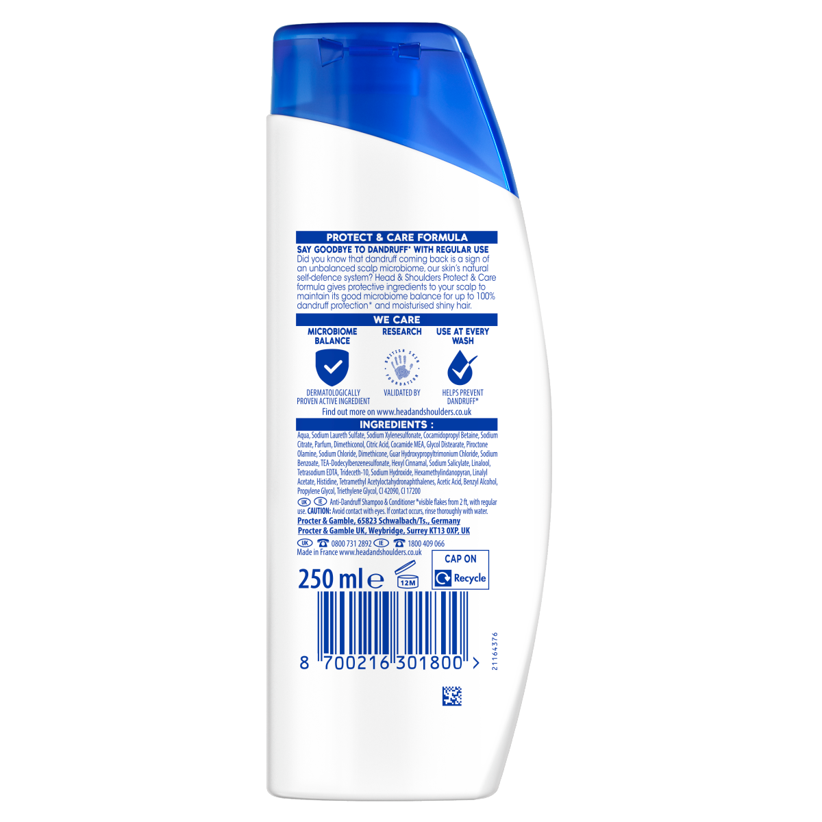 Head & Shoulders Classic Clean 2in1 Anti Dandruff Shampoo 250ml, Refreshing Clean Scent