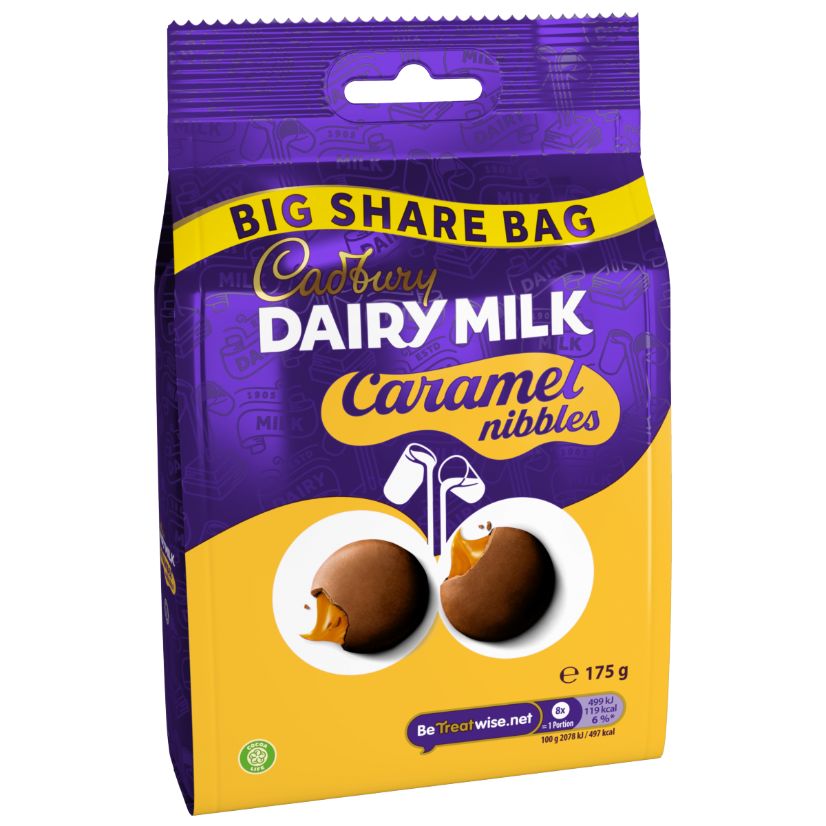Cadbury Dairy Milk Caramel Nibbles Chocolate Large Sharing Bag 175 g