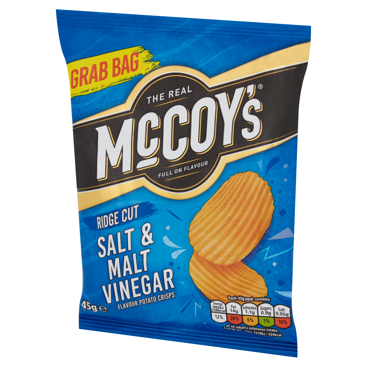 McCoy’s Ridge Cut Salt & Malt Vinegar Flavour Potato Crisps 45g