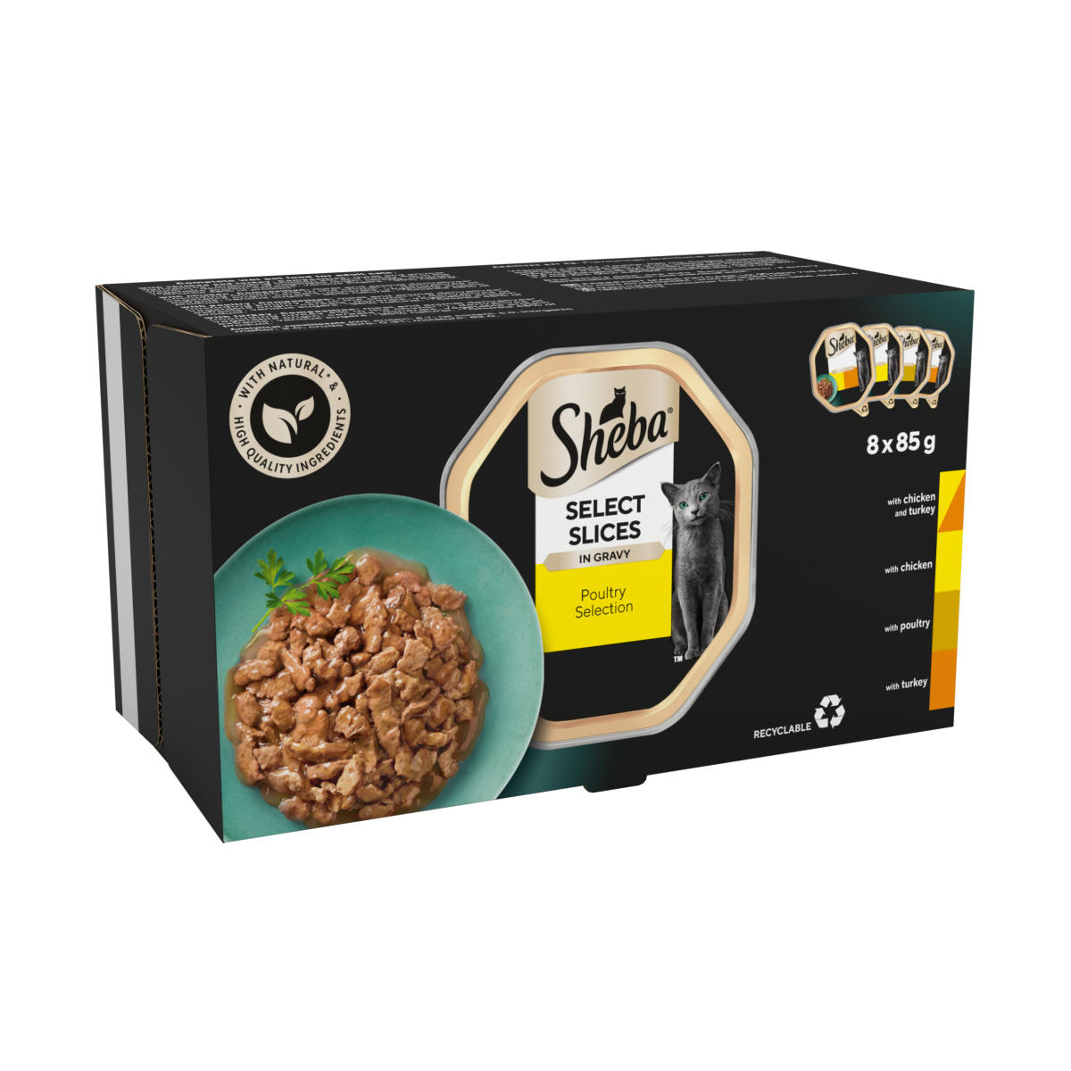 Sheba Select Slices Adult Cat Food Tray Poultry Selection in Gravy 8 x 85g