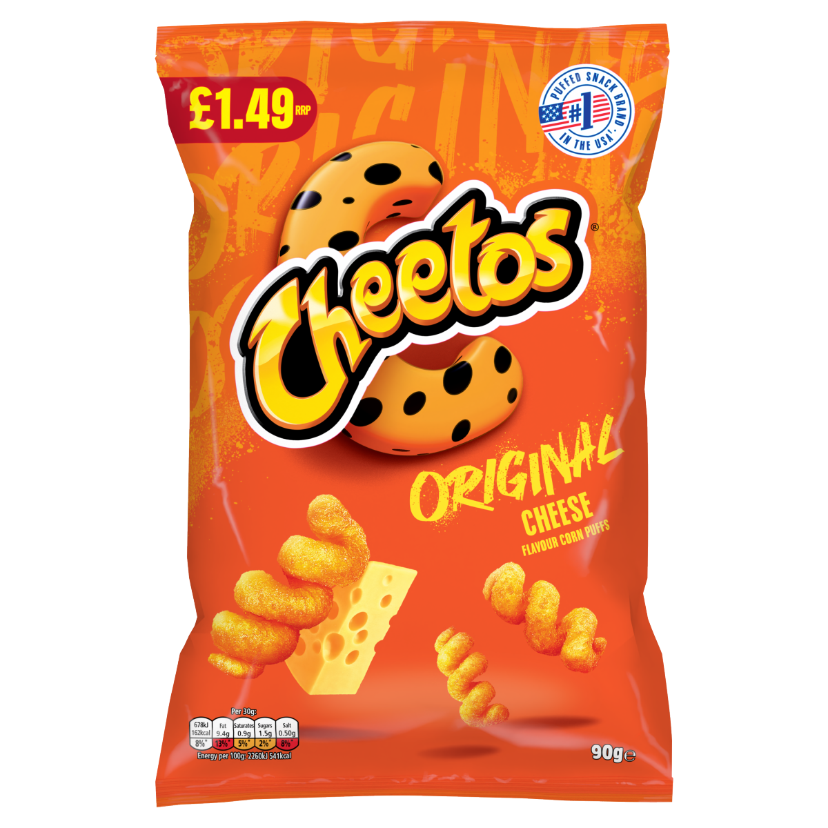 Cheetos Twisted Cheese Corn Puffs Sharing Crisps 90g PMP RRP £1.49