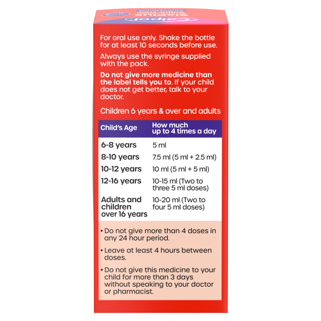 Calpol SixPlus Sugar-Free Suspension Paracetamol 6+ Years 80ml