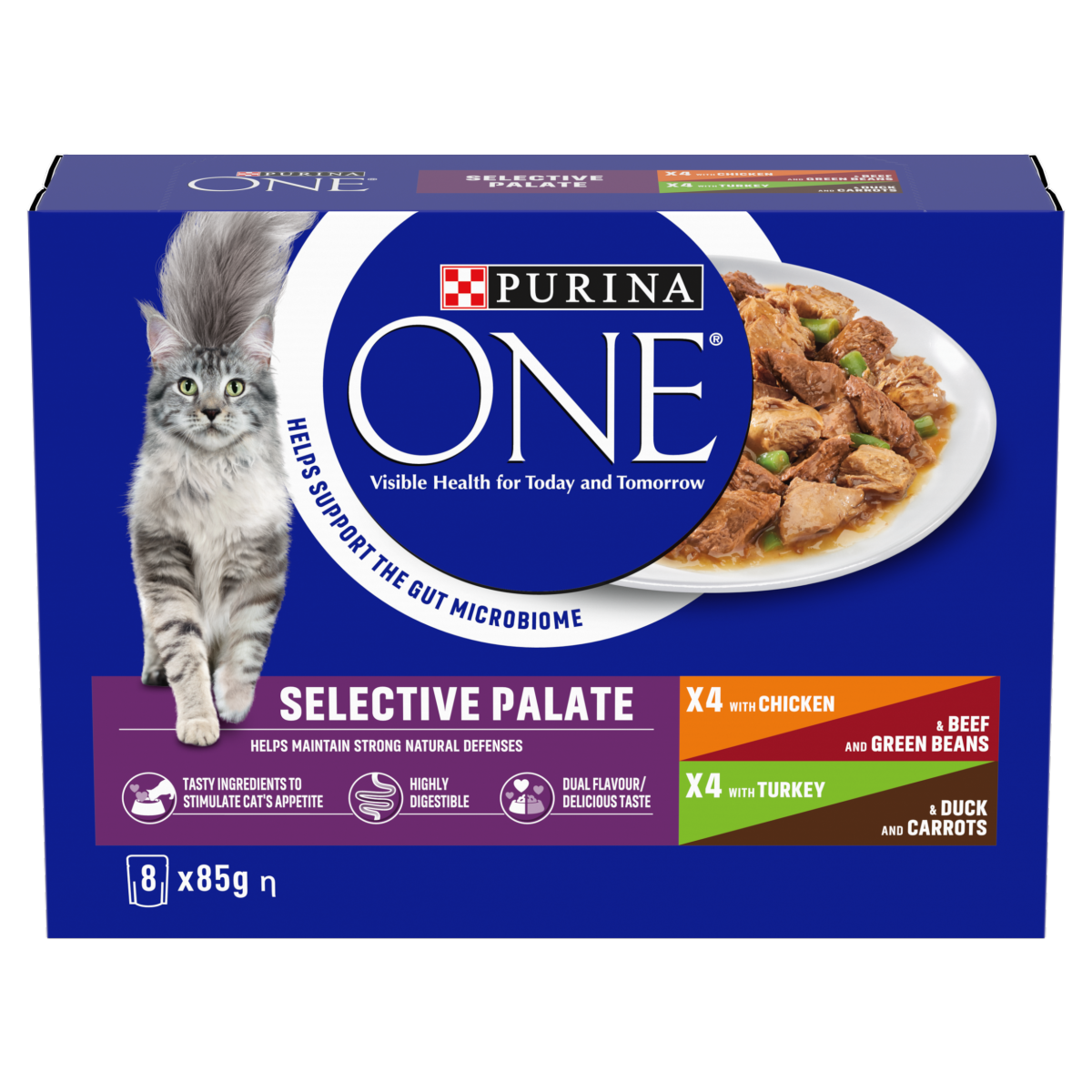PURINA ONE Mini Fillets Selective Palate Wet Cat Food 8x85g