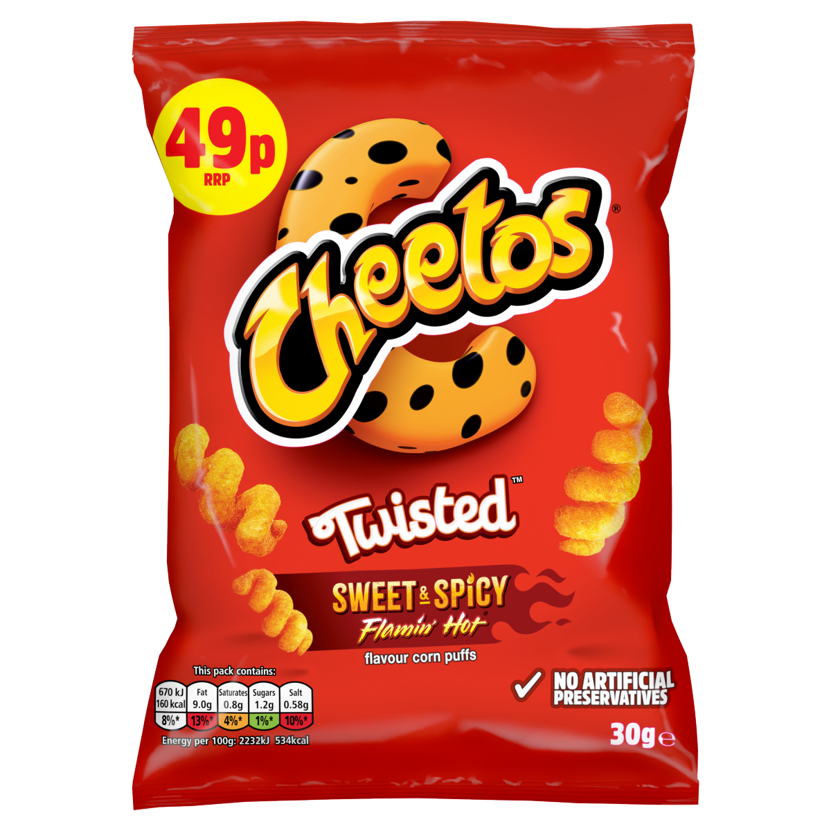 Cheetos Twisted Sweet & Spicy Snacks Crisps 49p RRP PMP 30g