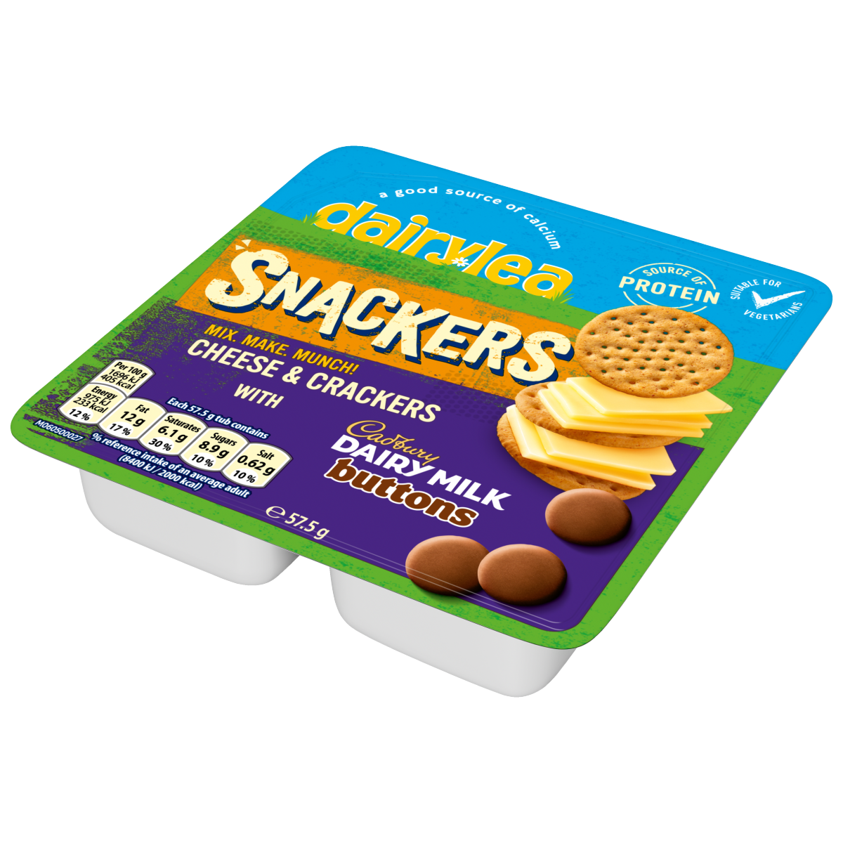 Dairylea Snackers Cheese & Crackers with Cadbury Dairy Milk Buttons Cheese Snack 57.5g