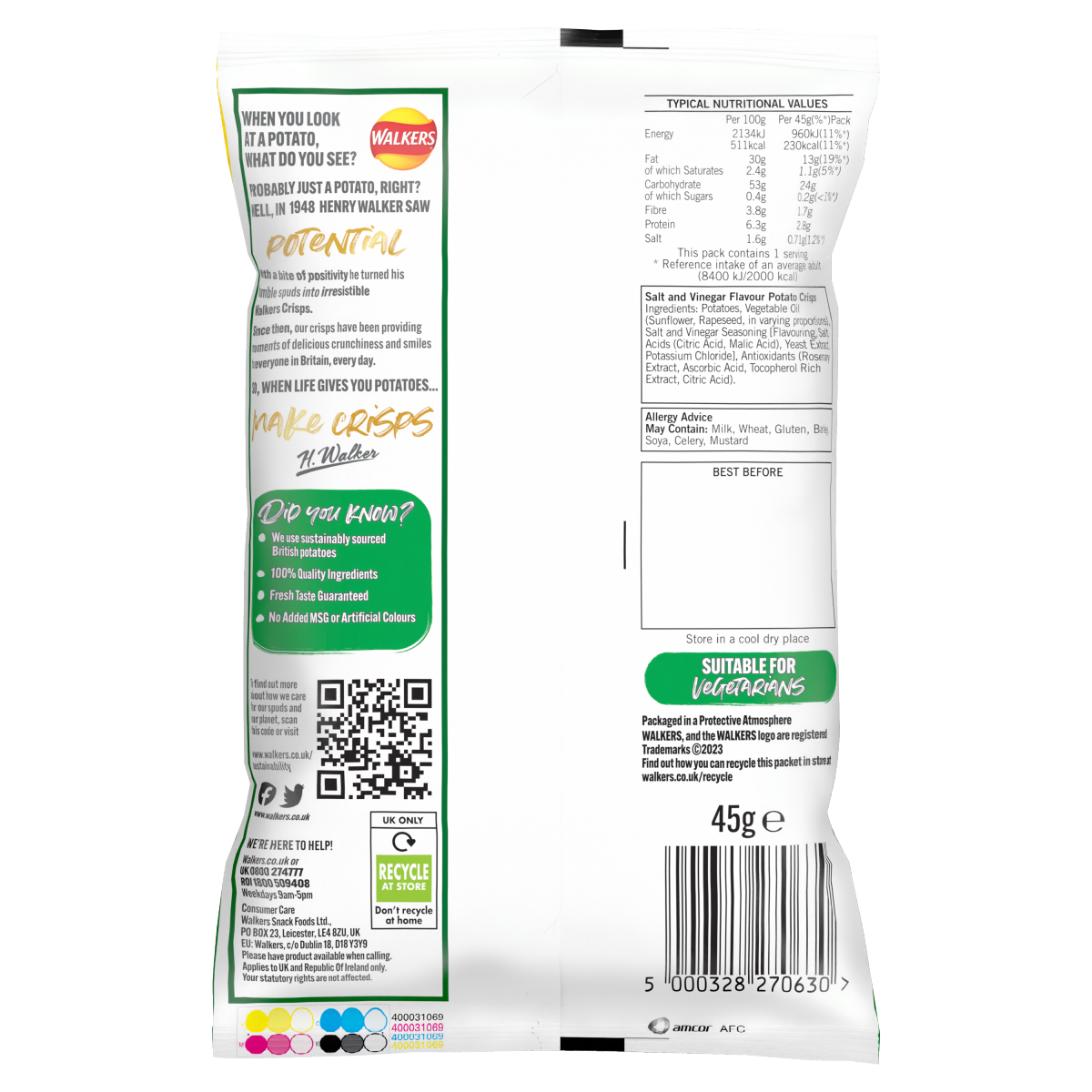 Walkers Salt & Vinegar Crisps 45g