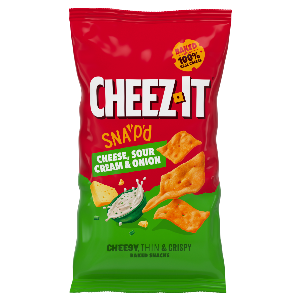 Cheez-It Snap’d Cheese, Sour Cream & Onion Baked Snacks (6 x 30g) 150g