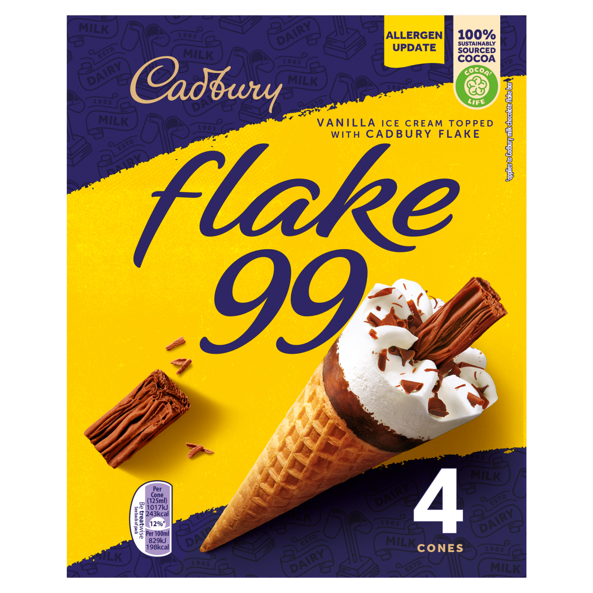 Cadbury Flake 99 Cones 4 x 125ml (500ml)