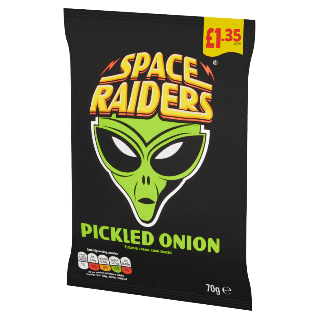 Space Raiders Pickled Onion Flavour Cosmic Corn Snacks 70g