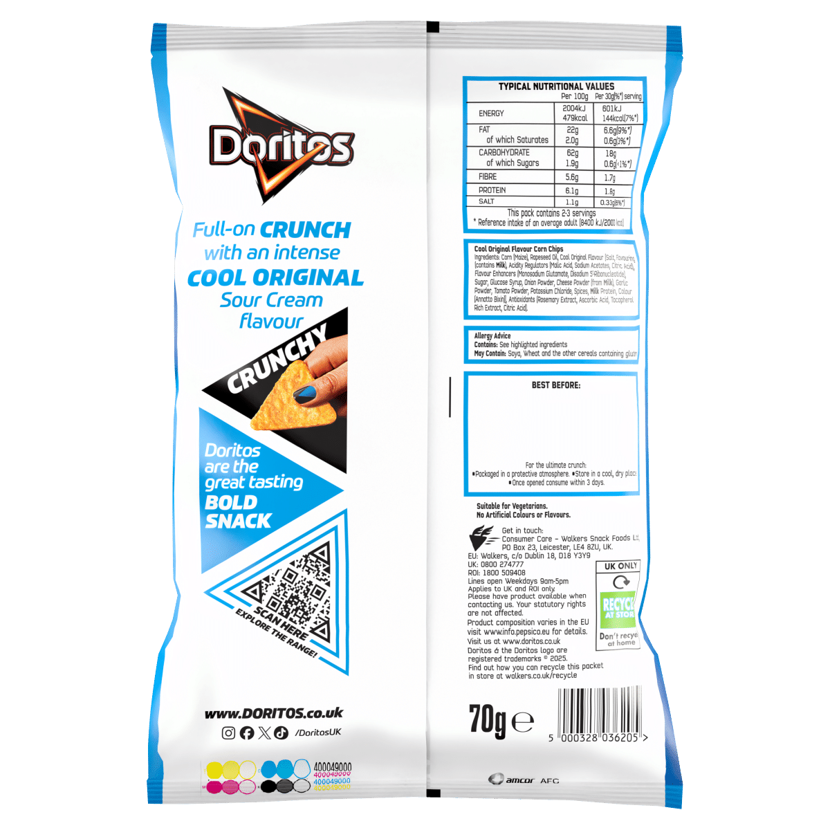 Doritos Cool Original Tortilla Chips Crisps 70g PMP £1.35 RRP