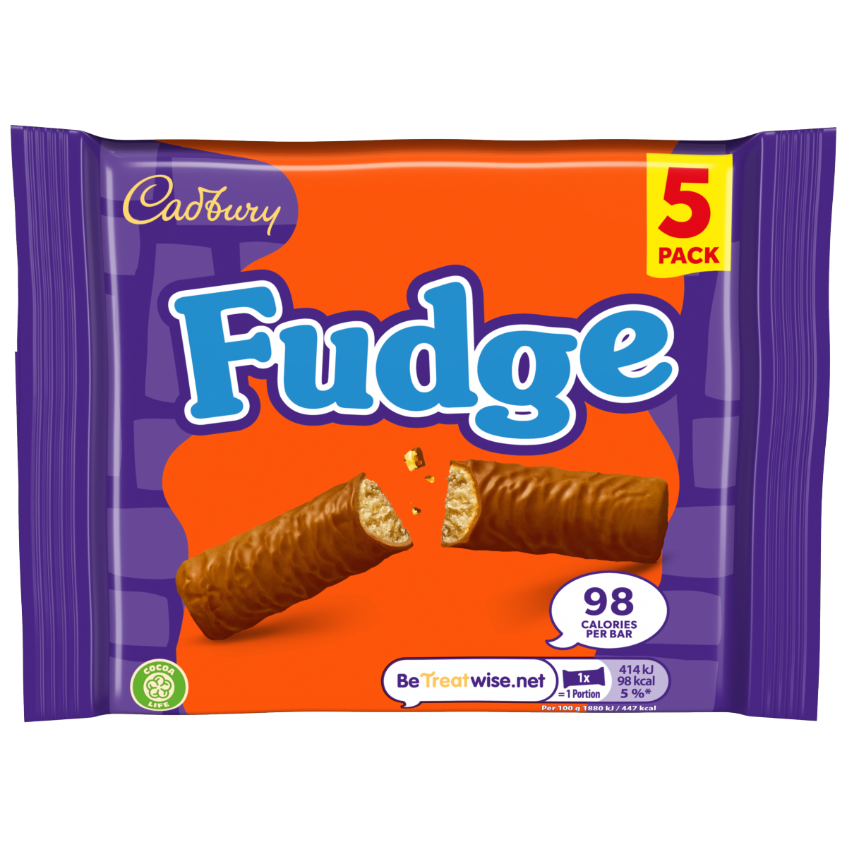 Cadbury Fudge Chocolate Bar 5 Pack Multipack 110g