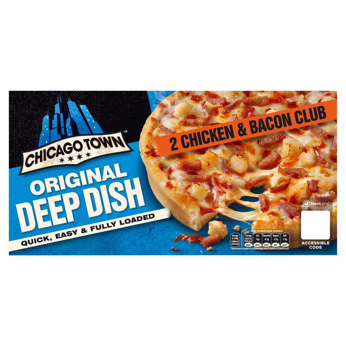 Chicago Town Original Deep Dish 2 Chicken & Bacon Club Pizza 2 x 156g (312g)