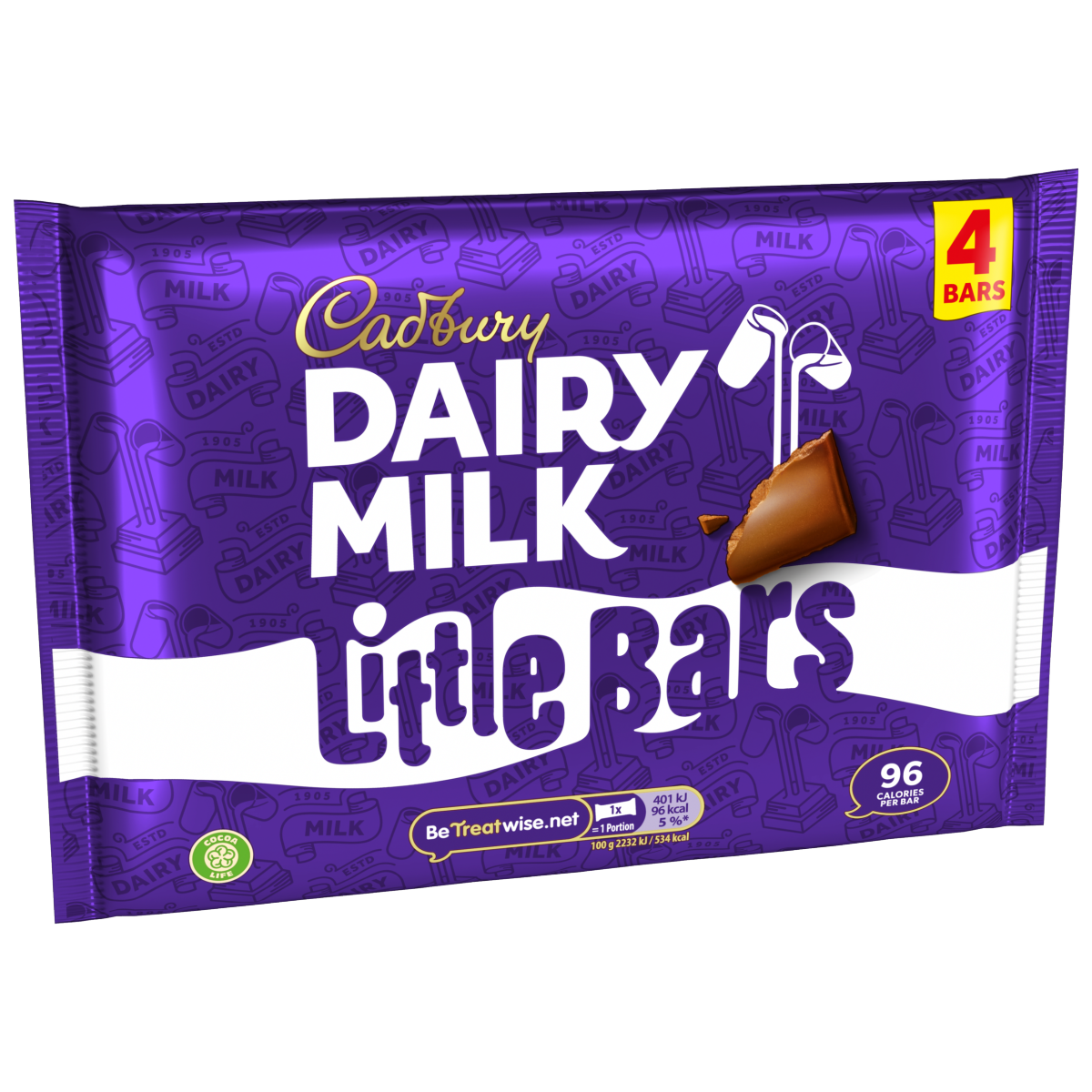 Cadbury Dairy Milk Little Bar Chocolate 4 Pack Multipack 72g (4 x 18g)