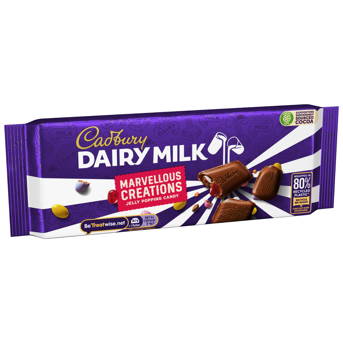 Cadbury Dairy Milk Marvellous Creations Jelly Popping Candy Chocolate Bar 160g