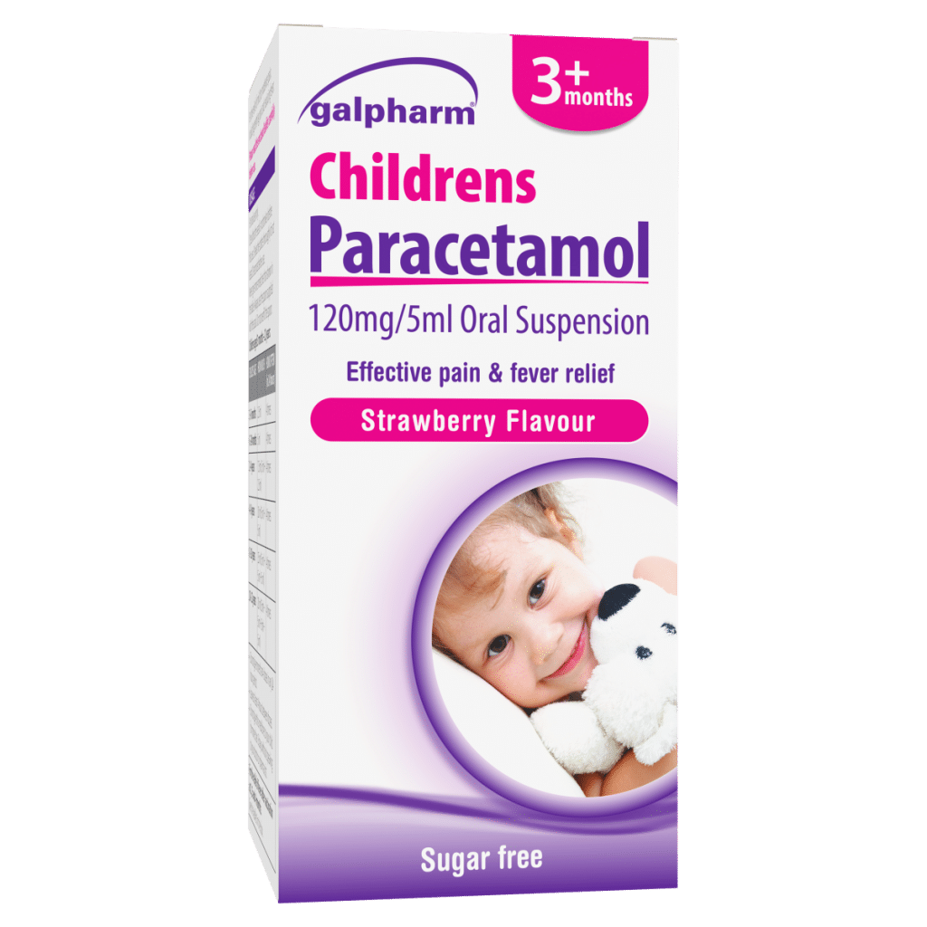 Galpharm Strawberry Flavour Childrens Paracetamol 120mg/5ml Oral Suspension 3+ Months 100ml