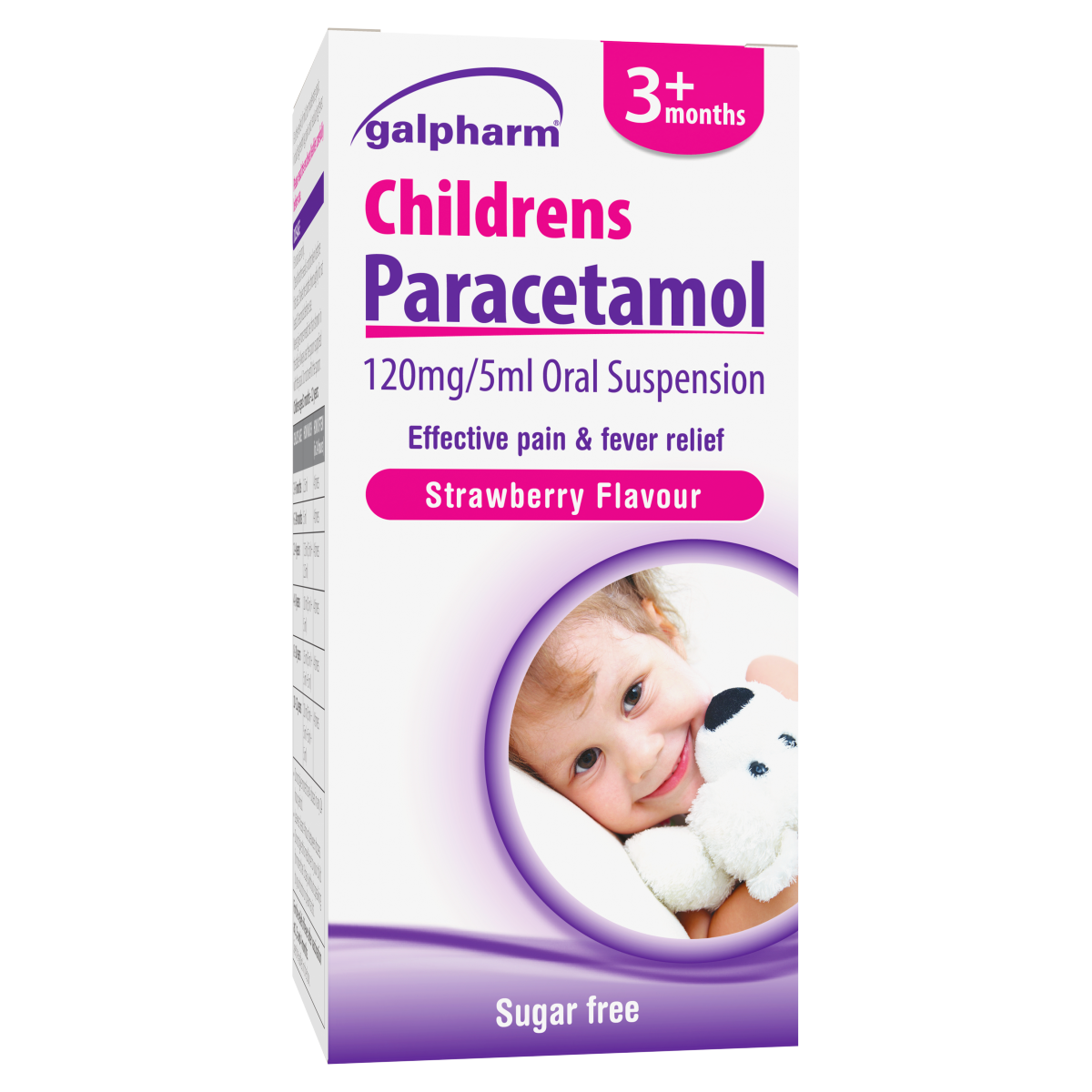 Galpharm Strawberry Flavour Childrens Paracetamol 120mg/5ml Oral Suspension 3+ Months 100ml