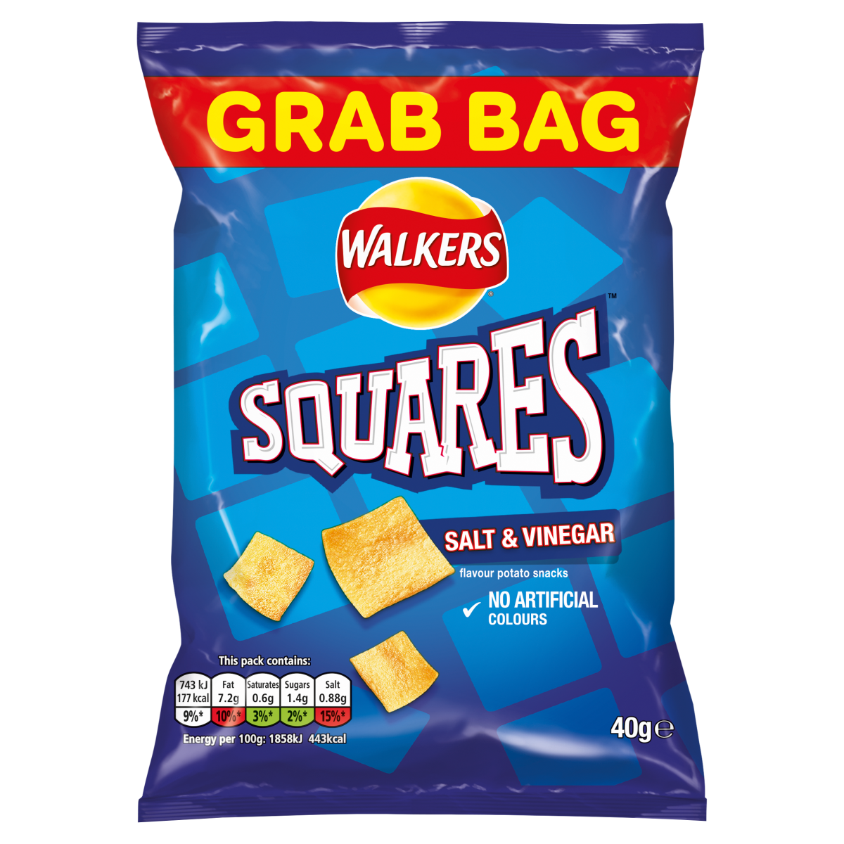 Walkers Squares Salt & Vinegar Snacks Crisps 40g