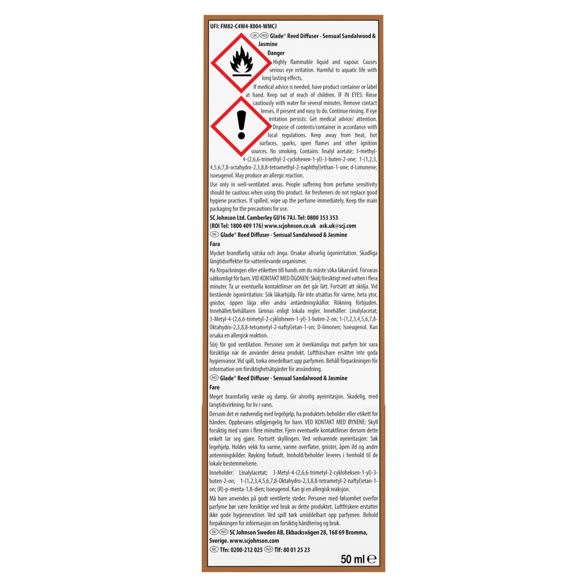 Glade Sensual Sandalwood & Jasmine Reed Diffuser 50ml