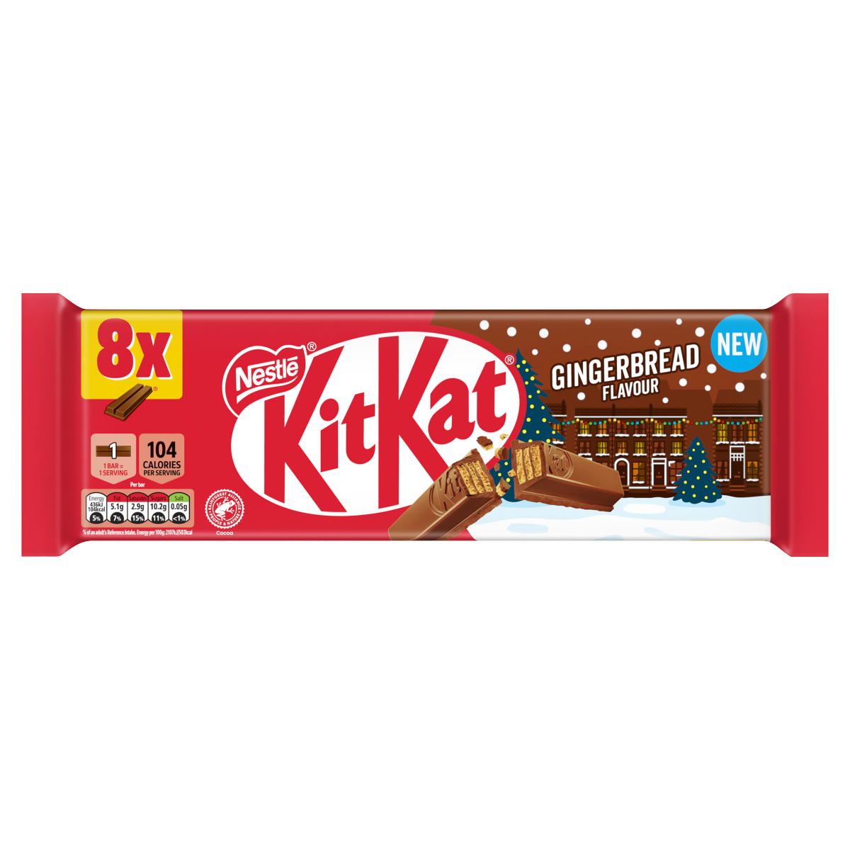 KitKat 2 Finger Gingerbread Flavour Bars 8 x 20.7g (165.6g)