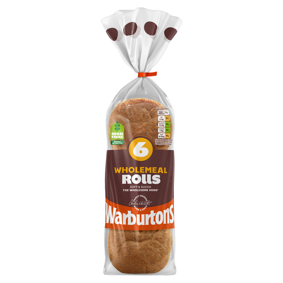 Warburtons 6 Wholemeal Rolls