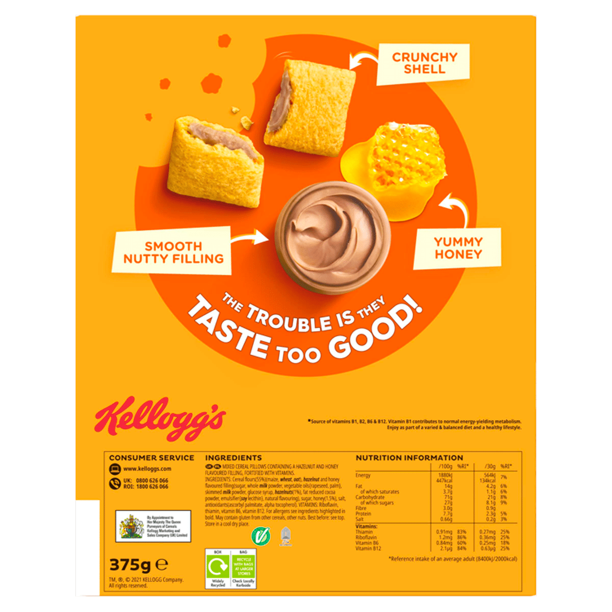 Kellogg’s Crunchy Nut Bites Honey & Nut Flavour Breakfast Cereal 375g